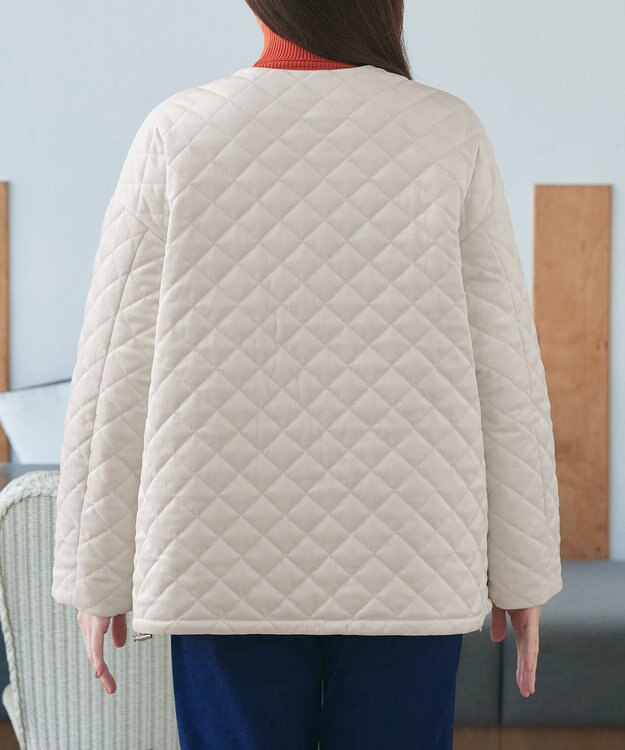 Tiaclasse 【リバーシブル】表裏2WAYベロアキルティングブルゾン オフホワイト