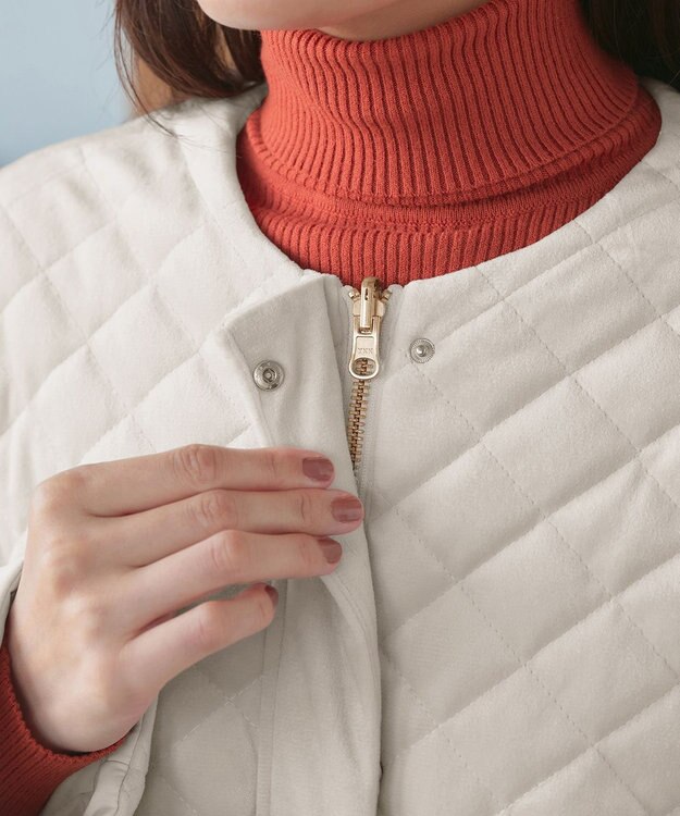 Tiaclasse 【リバーシブル】表裏2WAYベロアキルティングブルゾン オフホワイト