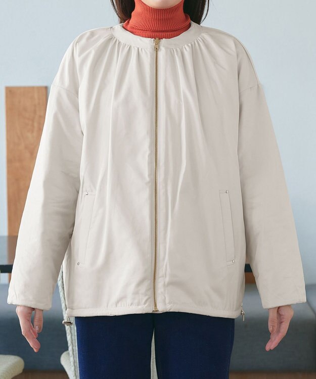 Tiaclasse 【リバーシブル】表裏2WAYベロアキルティングブルゾン オフホワイト