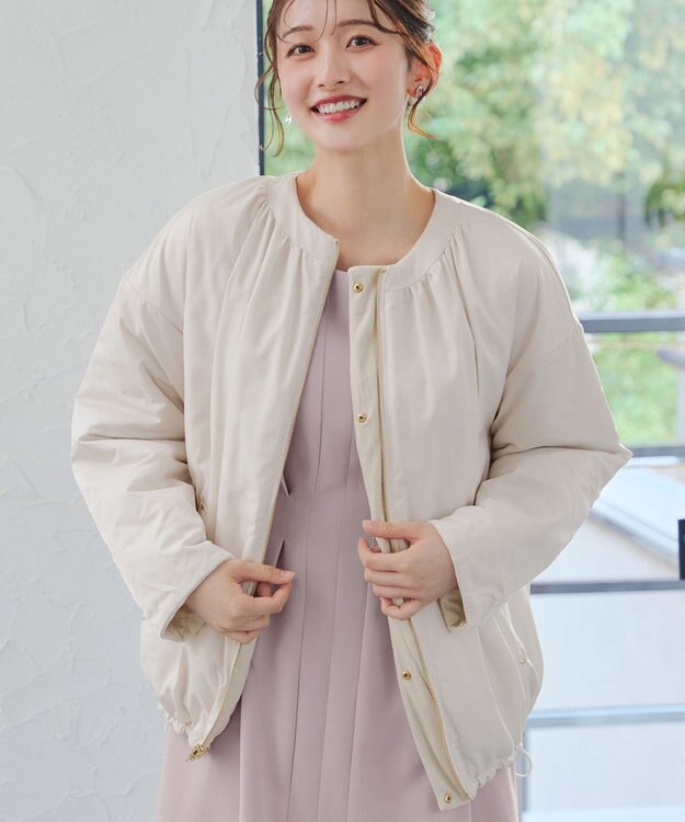 Tiaclasse 【リバーシブル】表裏2WAYベロアキルティングブルゾン オフホワイト