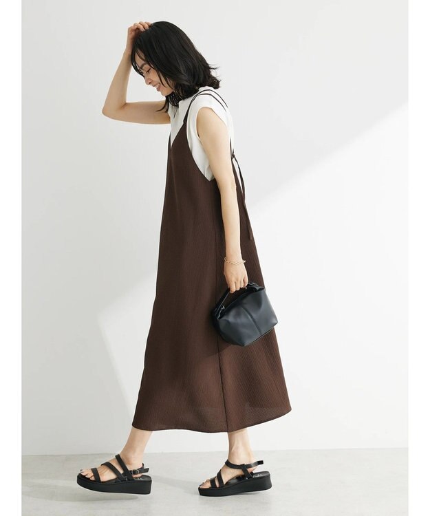 Green Parks 表面感キャミワンピース Brown