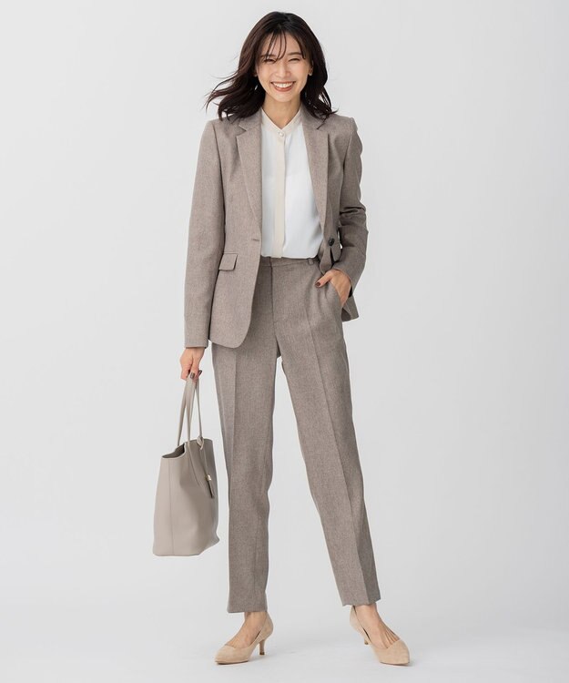 23区 L 【CLASSY.1月号掲載/洗える】ウールライクカルゼ テーパード パンツ ダークブラウン系