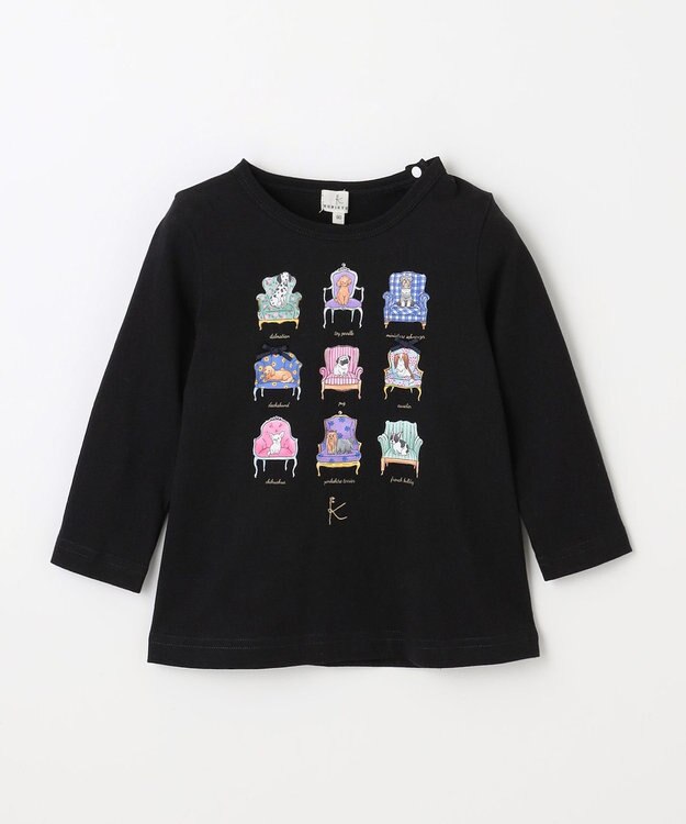 組曲 KIDS 【80-100㎝】アラカルトドッグ Tシャツ ブラック
