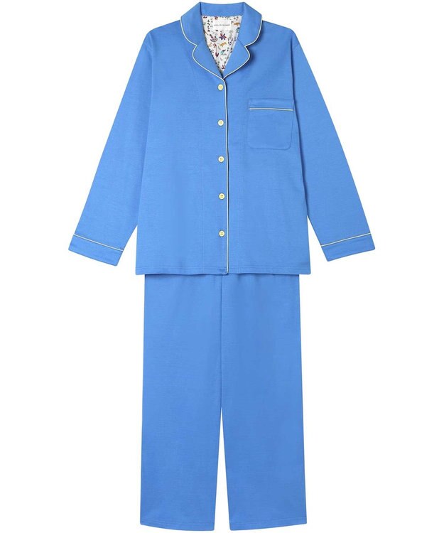 une nana cool 【綿100%】40/2コーマ天竺シルケットパジャマ MADE WITH LIBERTY FABRIC ブルー