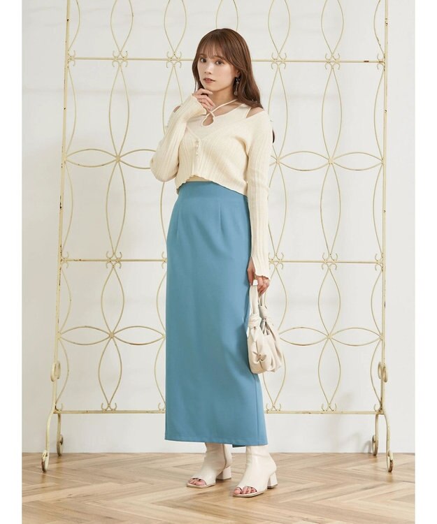 earth music&ecology ＳＥＴ２点ショートカーディガン＋レイヤードタンク Ivory