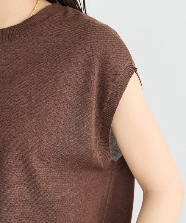 CRAFT STANDARD BOUTIQUE 【2点SET】ストール付きノースリーブニットプルオーバー Brown