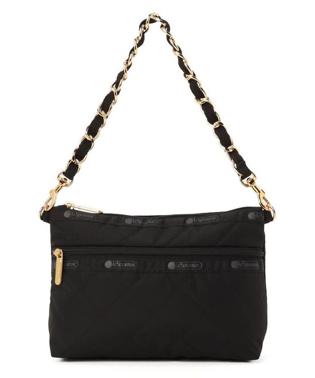LeSportsac CHAIN COSMETIC CLUTCH/ブラックチェーンキルト ブラックチェーンキルト