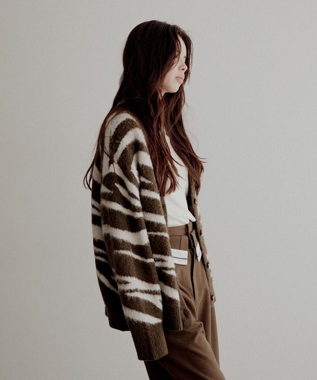 CRAFT STANDARD BOUTIQUE アニマルジャカードニットカーディガン Khaki