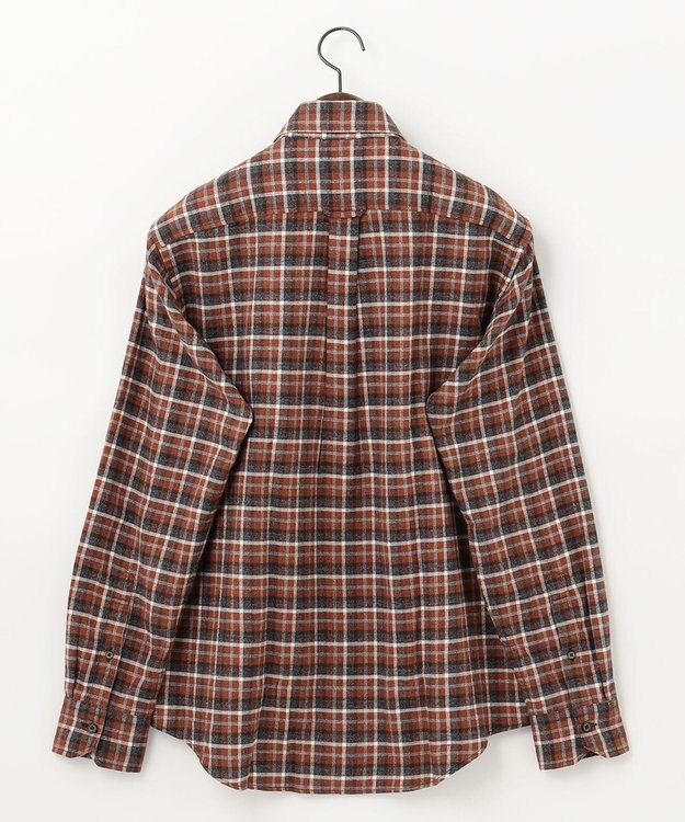 JOSEPH ABBOUD 【オーガニックコットン】スモールチェック フランネルシャツ オレンジ系3
