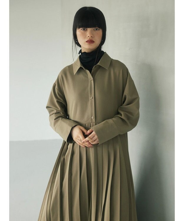 Green Parks armonia．プリーツシャツワンピース Beige