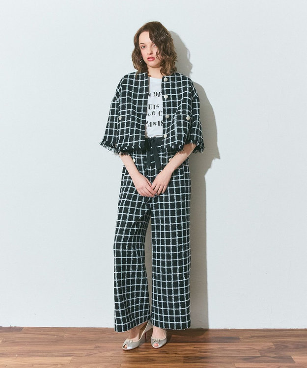 GRACE CONTINENTAL ツイードイージーパンツ ブラック