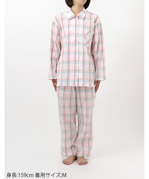 ワコール／睡眠科学 パジャマ 長袖 長ズボン 綿混(本体) 上下セット 前開き レディース YDX342 睡眠科学／ワコール ピンク