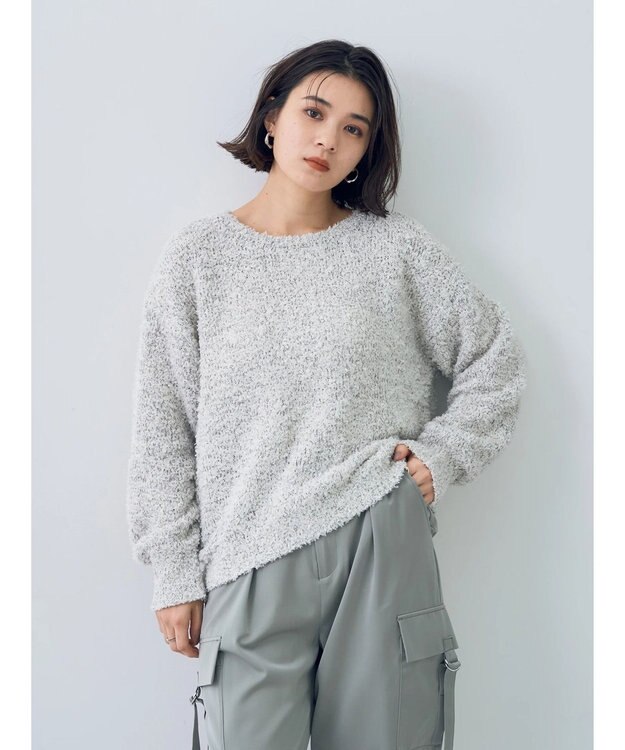 YECCA VECCA レースアップリボンヤーンニット Ivory