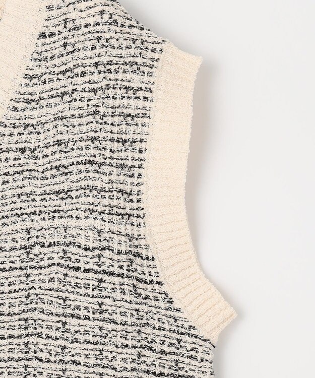 ANY SIS 【洗える】ツイードニット ベスト 白黒MIX