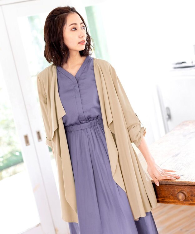 Tiaclasse L 【洗える】軽さが魅力のドレープコート ベージュ