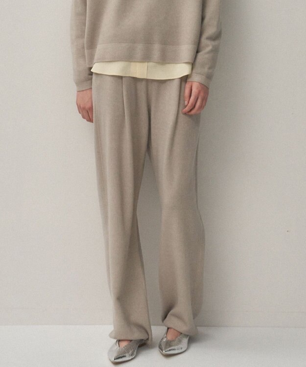 ATON VINTAGE KNIT | イージーストレートパンツ BEIGE