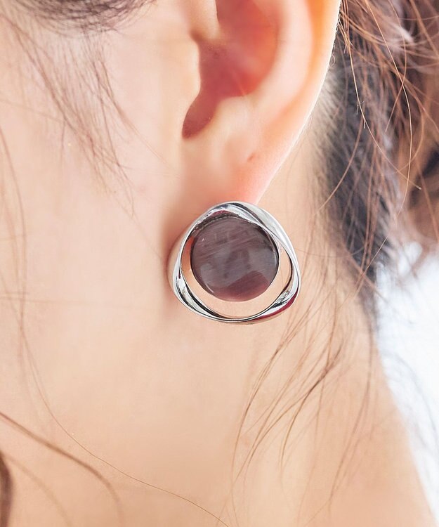 Tiaclasse スフィアーアクリル＋サークルピアス シルバー×ブラウン
