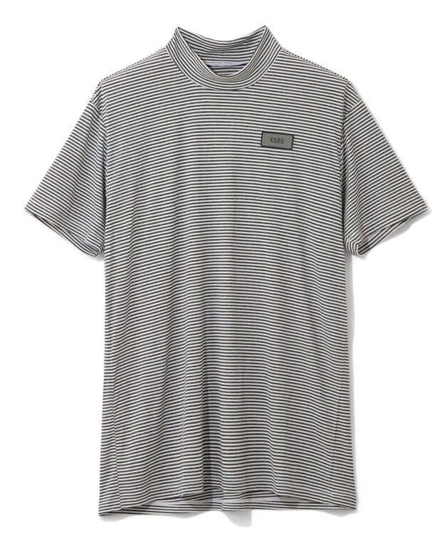 ZERO HALLIBURTON メランジ ボーダー モックネック シャツ ZHG-A4S5 82815 ゴルフウェア ネイビー杢