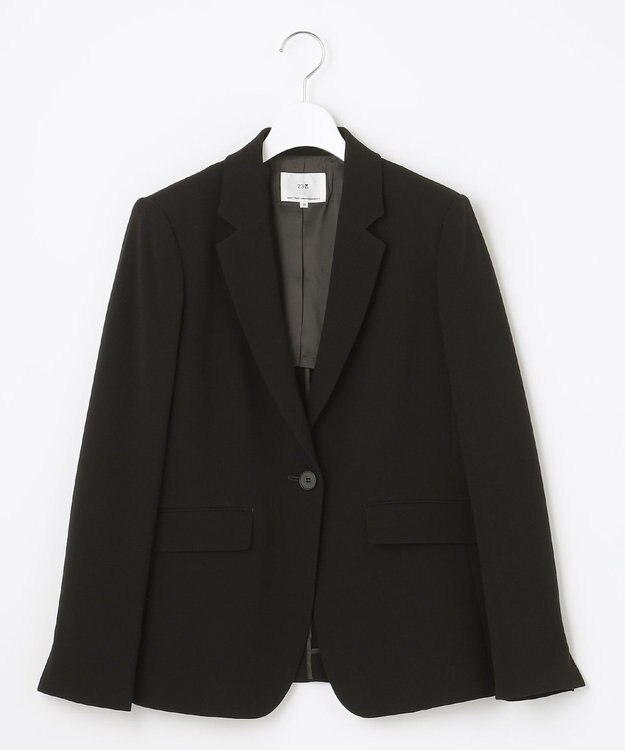 23区 【セットアップ対応/洗える】トリアセダブルジョーゼット テーラード ジャケット ブラック系