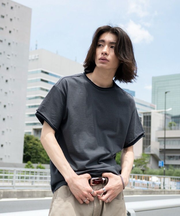 WEGO フェイクレイヤードボーダーT（SS） ブラックボーダー