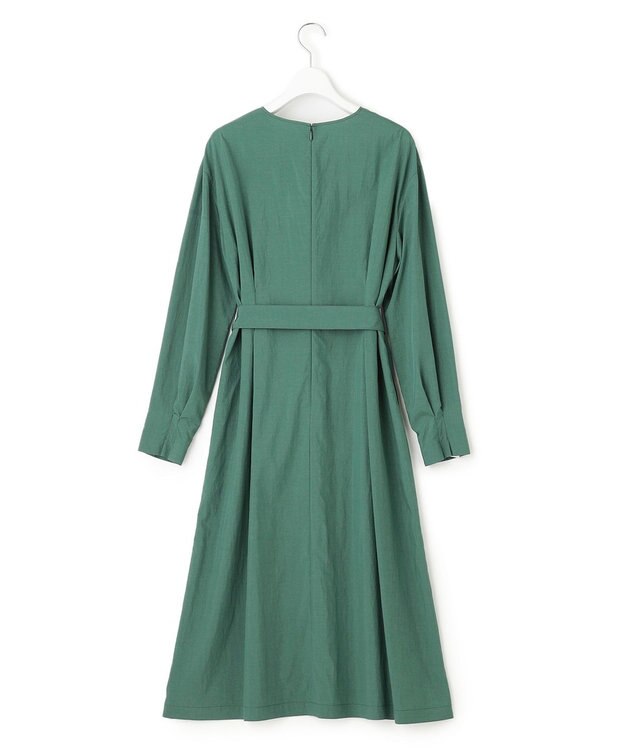 23区 【洗える】ヴィンテージライトタフタ タック ワンピース ダークグリーン系
