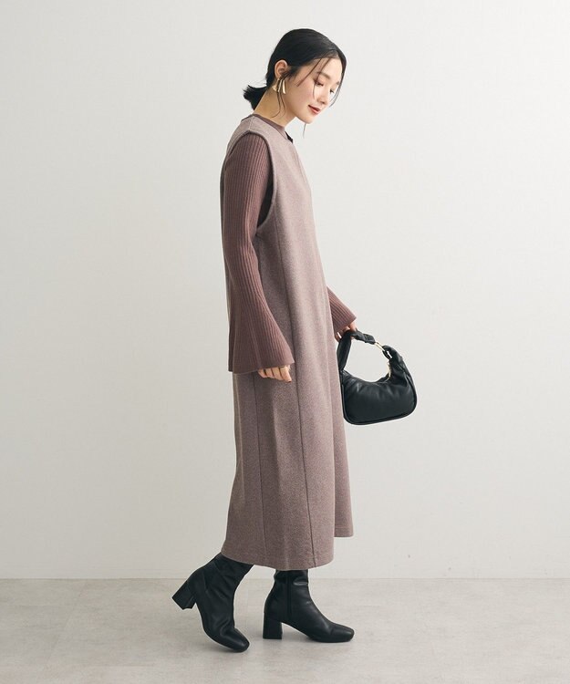 Green Parks 柄圧縮ポンチキーネックジャンスカ Brown