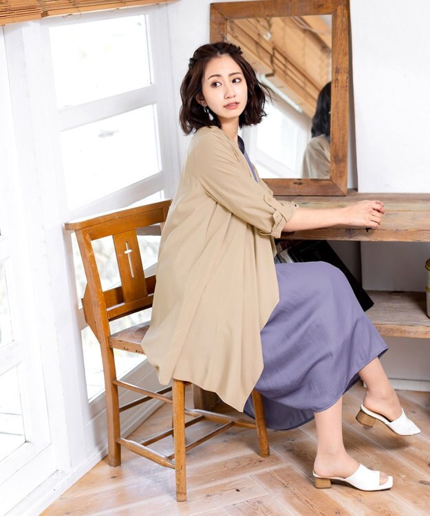 Tiaclasse L 【洗える】軽さが魅力のドレープコート ベージュ