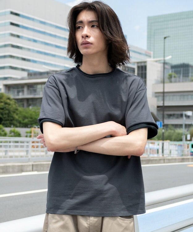 WEGO フェイクレイヤードボーダーT（SS） ブラックボーダー