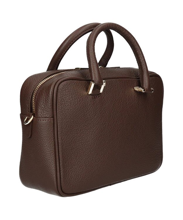 INTER-CHAUSSURES 【CHRISTIAN VILLA】ボックスシルエットレザーハンドバッグ ダークブラウン