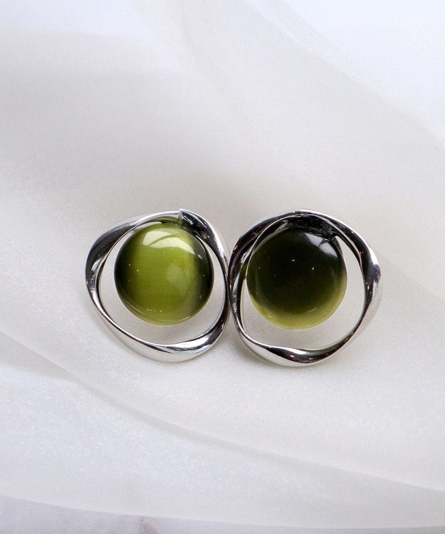 Tiaclasse スフィアーアクリル＋サークルピアス シルバー×グリーン