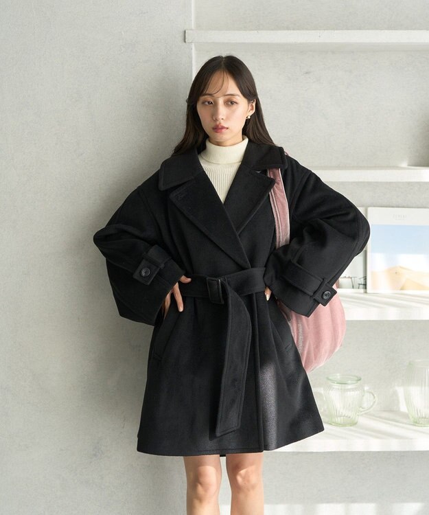 earth music&ecology ミドル丈コート Black