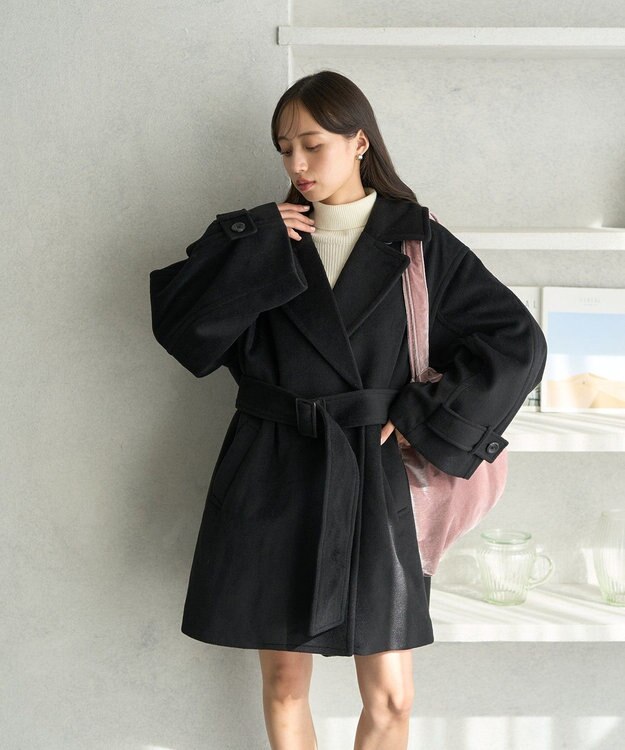 earth music&ecology ミドル丈コート Black