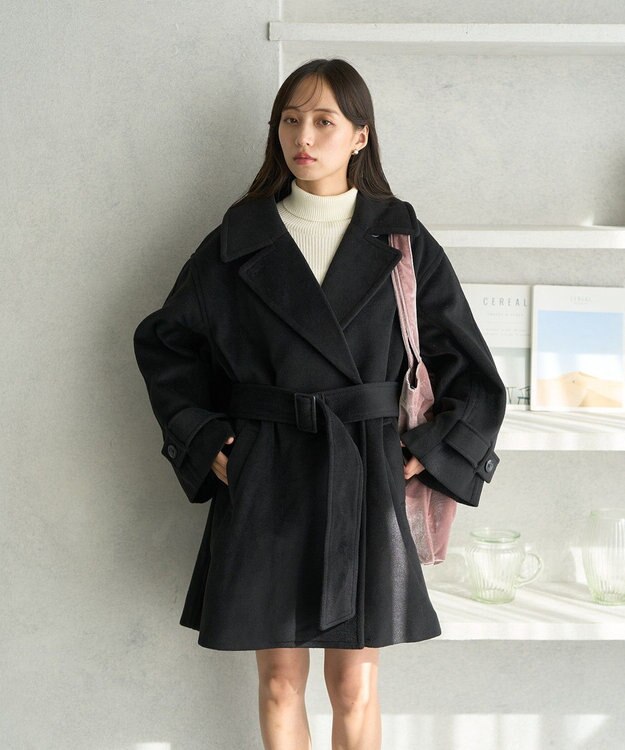 earth music&ecology ミドル丈コート Black