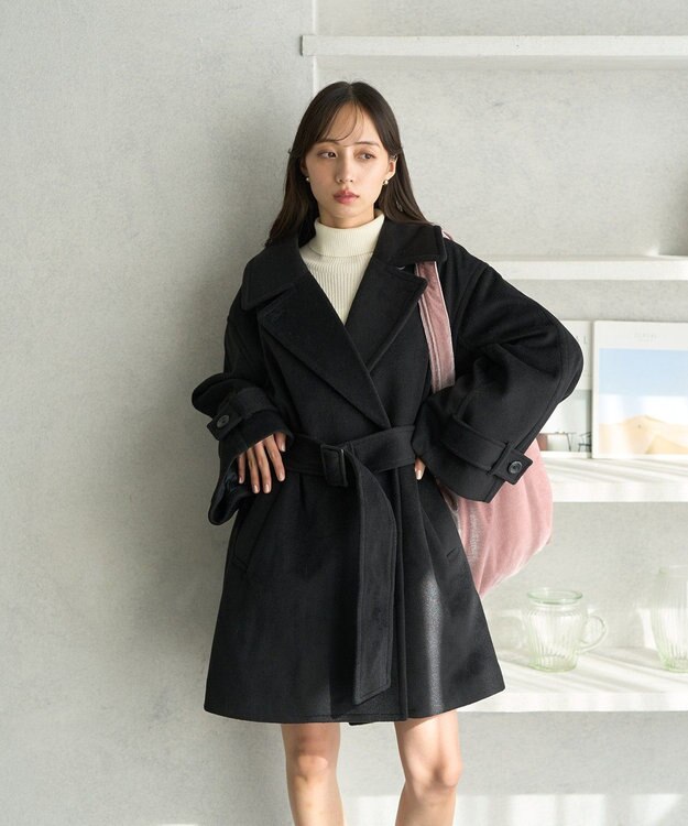 earth music&ecology ミドル丈コート Black