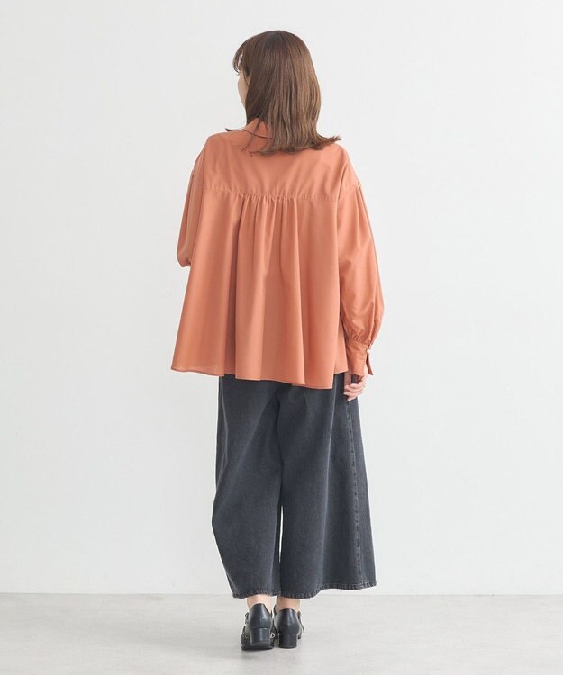 earth music&ecology オーバーフレアシャツ Pink Orange