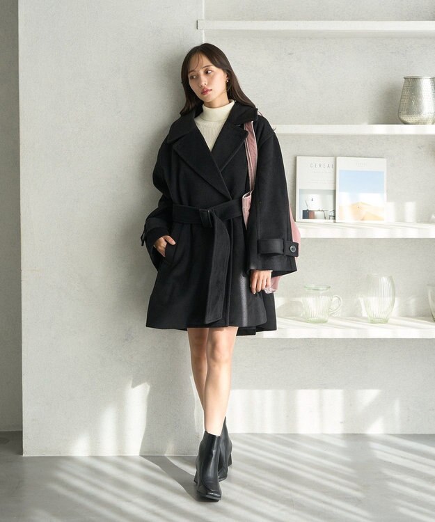 earth music&ecology ミドル丈コート Black