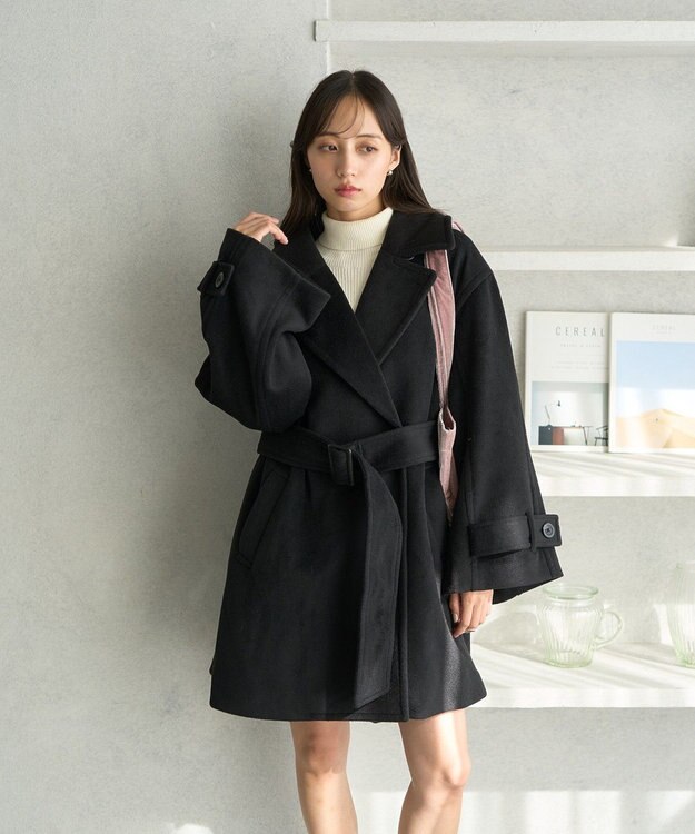 earth music&ecology ミドル丈コート Black