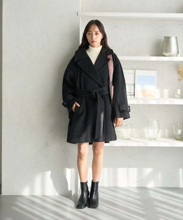 earth music&ecology ミドル丈コート Black