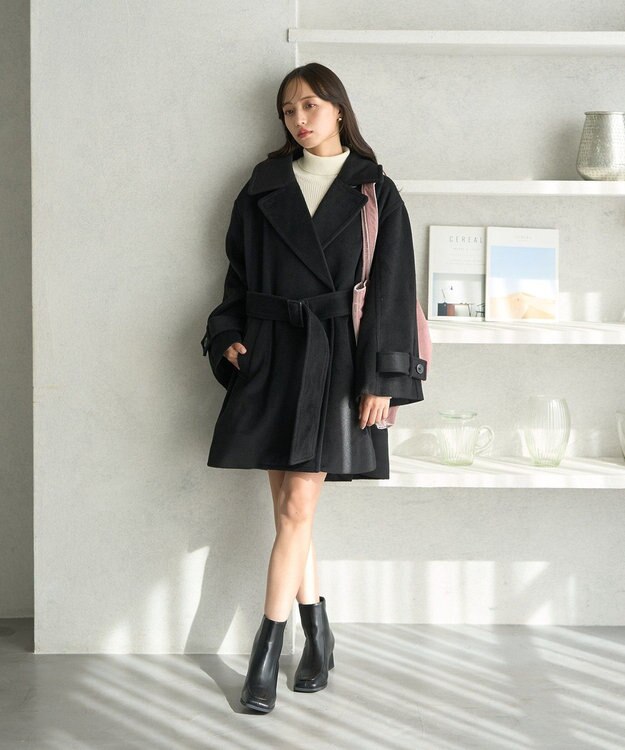 earth music&ecology ミドル丈コート Black