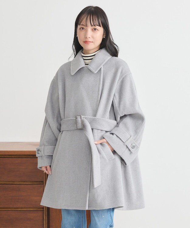 earth music&ecology ミドル丈コート Gray Mixture