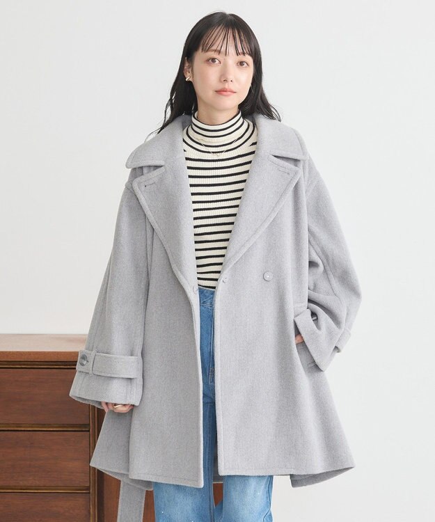 earth music&ecology ミドル丈コート Gray Mixture