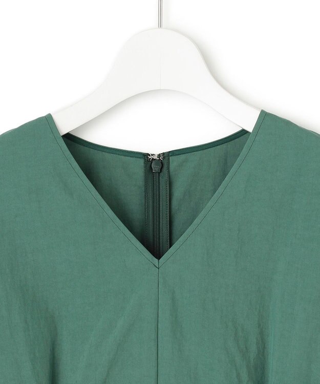 23区 【洗える】ヴィンテージライトタフタ タック ワンピース ダークグリーン系