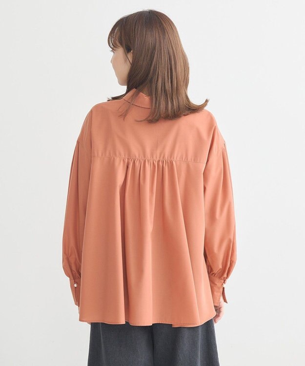 earth music&ecology オーバーフレアシャツ Pink Orange