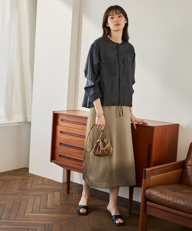 ICB チェーン付きミニ巾着バッグ ベージュ系