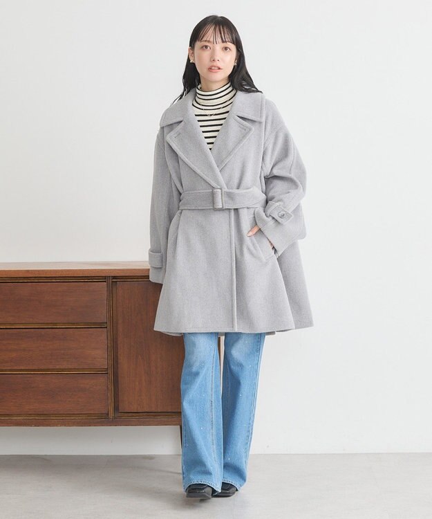 earth music&ecology ミドル丈コート Gray Mixture