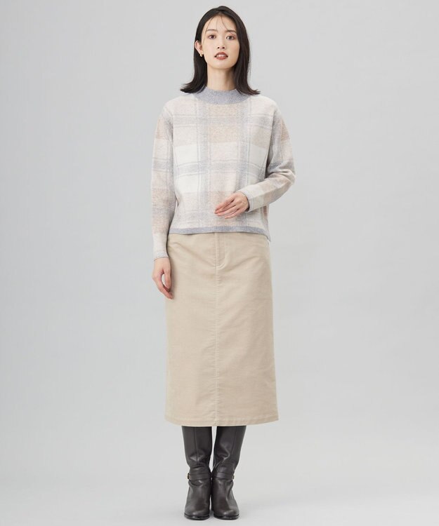 J.PRESS LADIES 【洗える】WOOLY STRETCH PLAID ニット ベージュチェック系