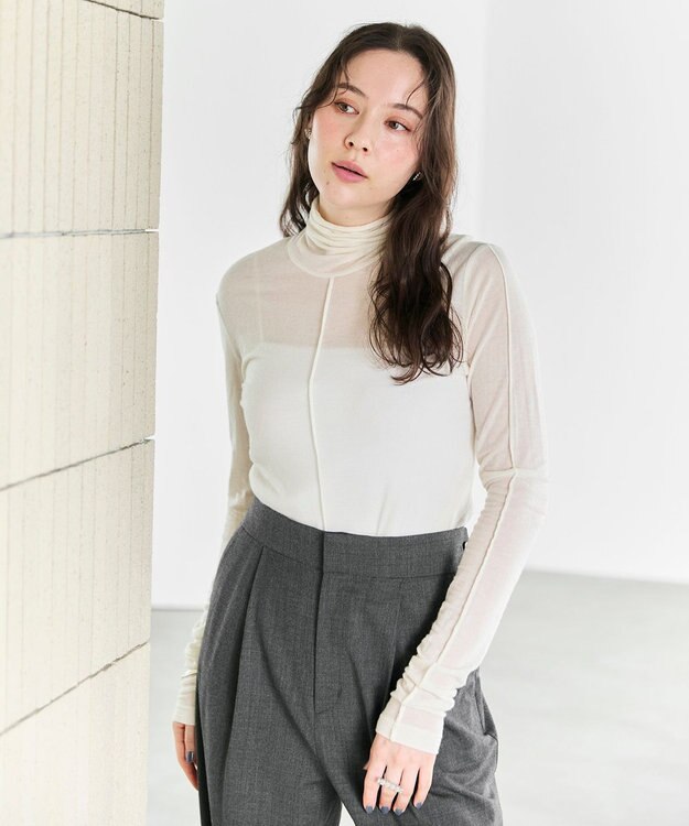 #Newans 【ストレッチ】【カシミヤ混】カシミヤシルクジャージー ホワイト