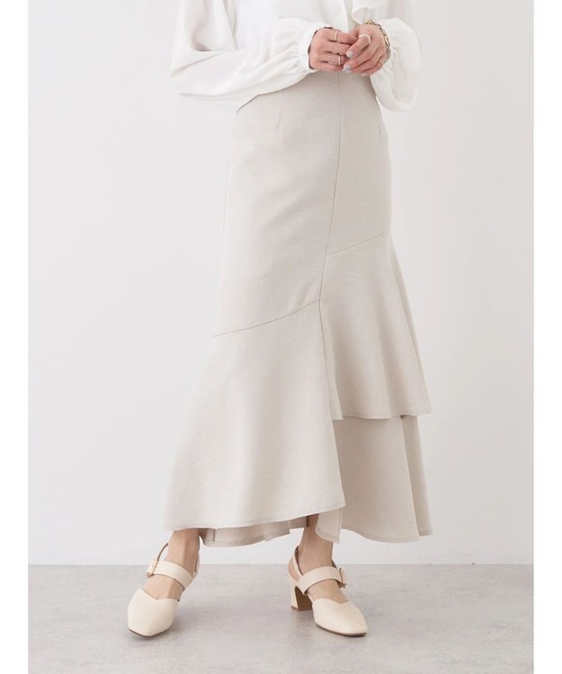 earth music&ecology アシンメトリーイレヘムスカート Beige