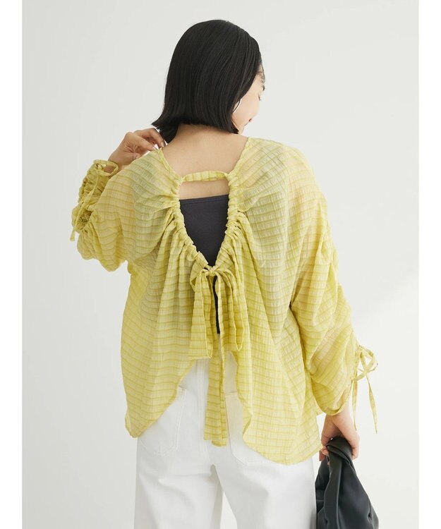 Green Parks ・ＥＬＥＮＣＡＲＥ　ＤＵＥ　バックリボンブラウス Yellow