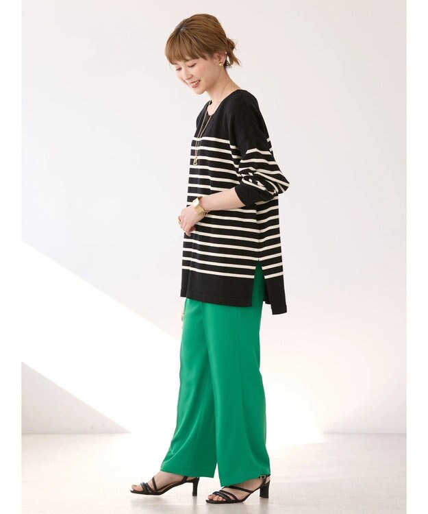 AMERICAN HOLIC パネルボーダーニットチュニック Black